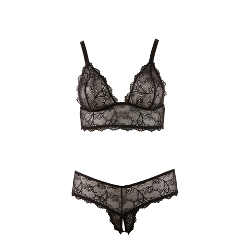 Cottelli Collection - Bra and crotchless G-string XL