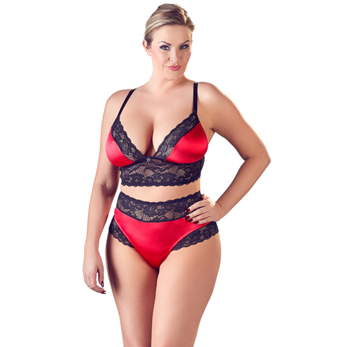 Cottelli Collection - Satin-BH-Set mit Spitze XL