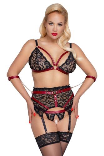 Cottelli Bondage - BH Bondage Strumpfband-Set - Schwarz XL
