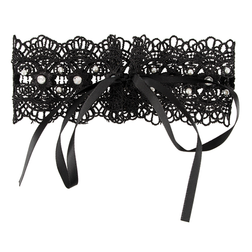 Cottelli Collection - Stickerei-Halsband mit Strass in Schwarz