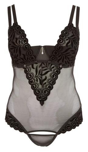 Cottelli Collection - Transparante Stringbody - Zwart 85 D