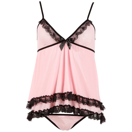 Cottelli Collection - Babydoll-Set in Pink Large