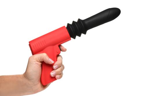 Master Series - Stoßender Pistole Vibrator - Schwarz/Rot